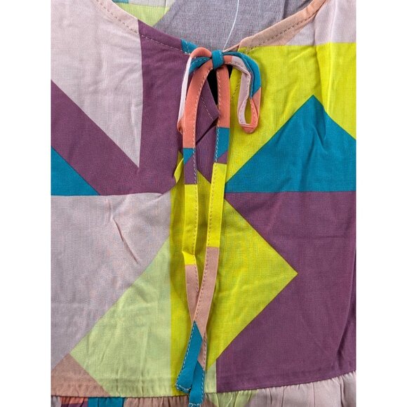 Torrid Colorful Geometric Print Tiered Tank Top Adjustable Straps Size 1 NWT - Picture 4 of 9